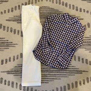 Crewcuts Purple Checkered Shirt and White Polo by Ralph Lauren Pants